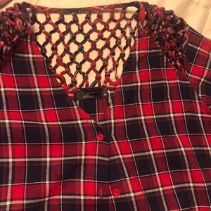 Millau Plaid Button Down Crochet Back